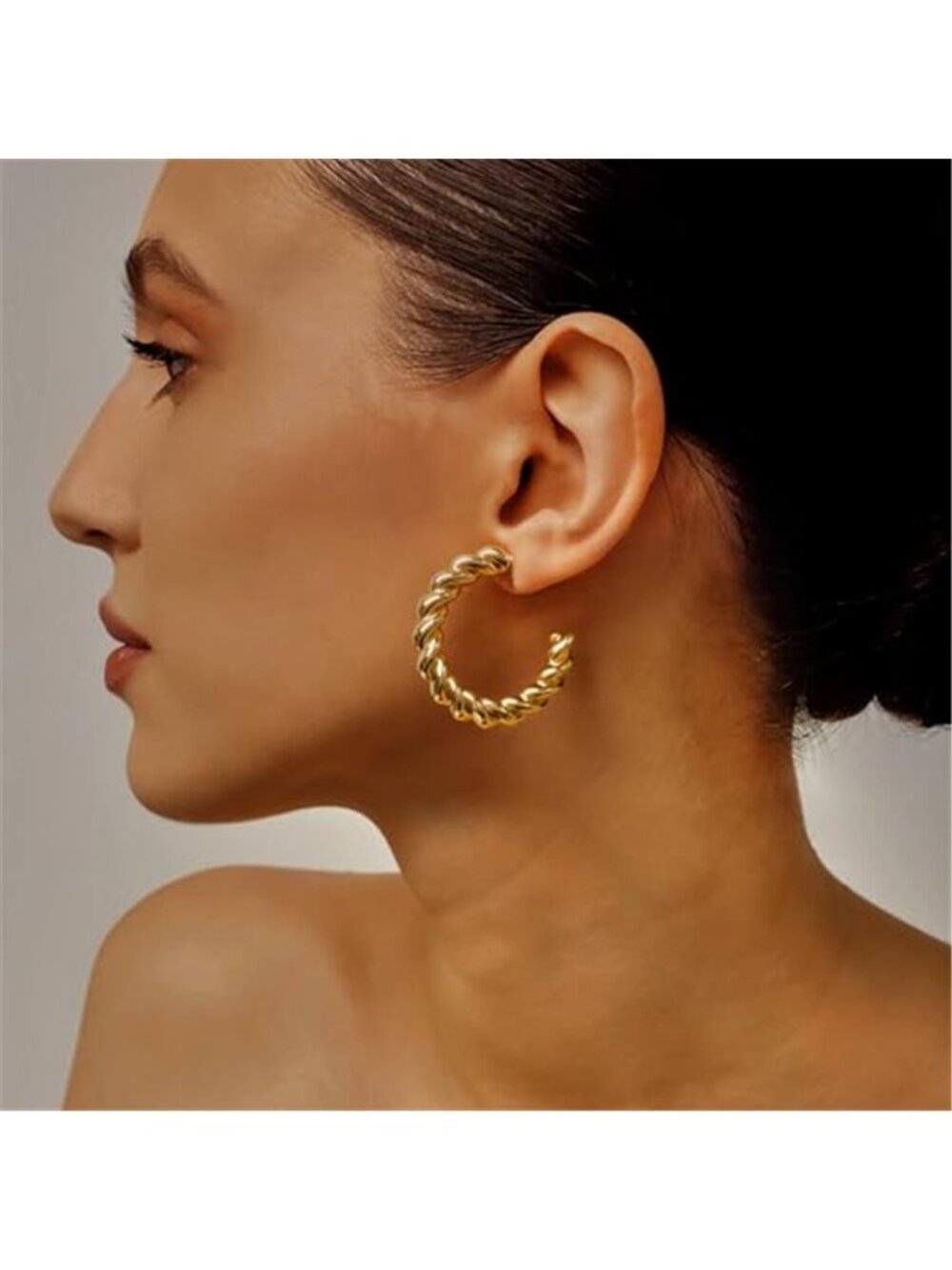 12 Pairs Chunky Gold Hoop Earrings for Women Trendy, Gold Plated Lightweight - Picture 3 of 7